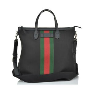 💥SOLD💥 GUCCI Classic Black Canvas Medium Techno Web Zip Tote